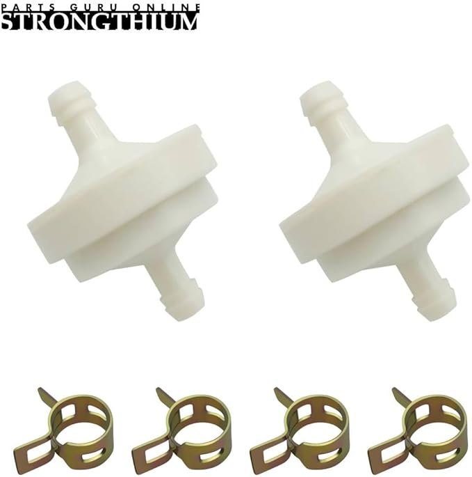 Strongthium Lawn Mower 1/4 Inch ID Inline Gas Fuel Filter Replacement for Briggs Stratton Craftsman Toro 394358s 56679 394358 394358B 7014359YP 56679MA x2 with Fuel Clamps x4