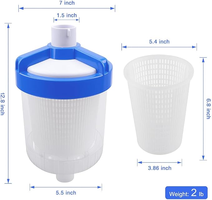 ATRACYPART Inline Leaf Catcher Canister for Pool Vacuum Compatible with Hayward W560 PoolVac Navigator Standard, Durable Leaf Trap Filter with White Basket, 5 Pcs Skimmer Socks
