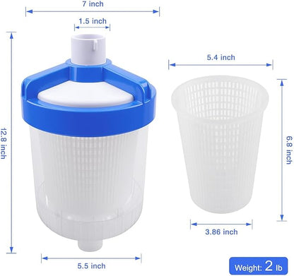ATRACYPART Inline Leaf Catcher Canister for Pool Vacuum Compatible with Hayward W560 PoolVac Navigator Standard, Durable Leaf Trap Filter with White Basket, 5 Pcs Skimmer Socks