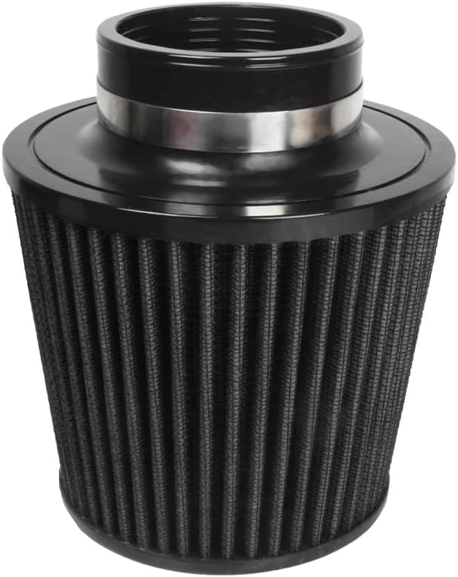 KYOSTAR Carbon Fiber 3" (76mm) High-Flow Air Filter, Reusable Cone Cold Air Intake, High Performance, Washable, Clamp-On Car High Flow Dry Air, Flange Diameter: 3 Inch, Filter Height: 6.7 Inch, Black