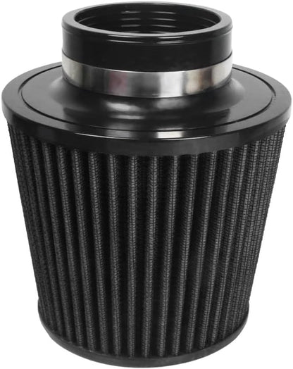 KYOSTAR Carbon Fiber 3" (76mm) High-Flow Air Filter, Reusable Cone Cold Air Intake, High Performance, Washable, Clamp-On Car High Flow Dry Air, Flange Diameter: 3 Inch, Filter Height: 6.7 Inch, Black