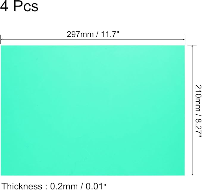 uxcell 4Pcs A4 Gel Light Lighting Filter Overlay Transparent Color Correction Plastic Vinyl PVC Sheets Photography Television Green,0.2mm