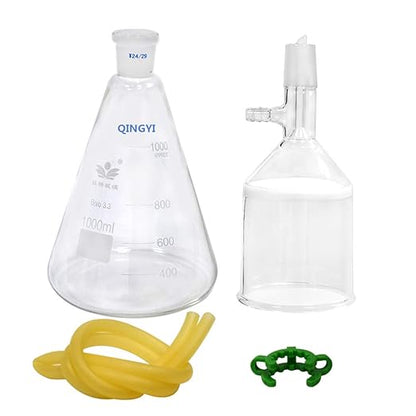 Glass Vacuum Suction Filter with 1000mL Filter Bottle and 250ml Funnel Filtration Kit Lab Vacuum Filtration Distillation Apparatus