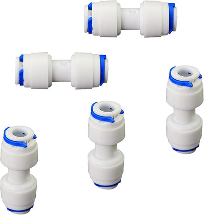Water purifier adapter, 1/4 "FPT x 1/4" pipe quick connector, outer diameter 1/4 inch quick push plastic pipe connector, suitable for reverse osmosis filtration RODI system 5PC