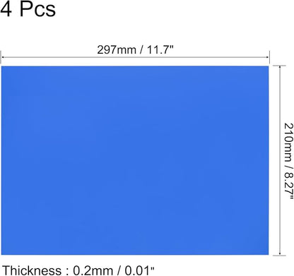 uxcell 4Pcs A4 Gel Light Lighting Filter Overlay Transparent Color Correction Plastic Vinyl PVC Sheets Photography Television Dark Blue,0.2mm