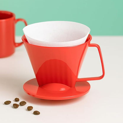 Fino Pour-Over Coffee Brewing Filter Cone, Number 1-Size, Red, Brews 1 to 2-Servings