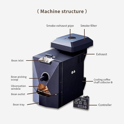 RE-1 Electric Coffee Bean Roaster with Artisan Connectivity, Auto Roasting, Smoke Filter & Cooling System, With New Intelligent Controller Displays Baking Curve