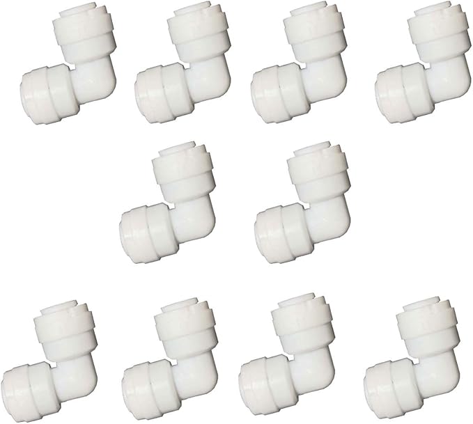 YZM Quick Connect fittings RO Water Filters Pack of 10 (Elbow,3/8" Tube OD)