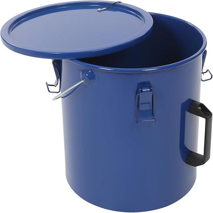 Deep Fryer Oil Storage Container with Filter,6 Gallon Bucket with Lid, Strainer Bag and Handle, Carbon Steel Oil Grease Disposal Container for Deep Fryer Oil Filtering/Storage - Blue