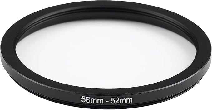 58mm Lens to 52mm Camera Lens Adapter 58mm to 52mm Step Down Ring Adapter Ring for All Brands of UV ND CPL, with Premium Lens Wiping Cloth 2 Pack (58mm-52mm)