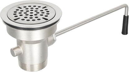 3-1/2 Inch Commercial Sink Drain with Twist Handle Kitchen Sink Opening Waste Drain Valve Stopper Prevents Sink Clogged Overflow for 1/2/3 Compartment Sink Style Drains