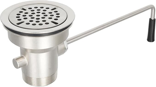 3-1/2 Inch Commercial Sink Drain with Twist Handle Kitchen Sink Opening Waste Drain Valve Stopper Prevents Sink Clogged Overflow for 1/2/3 Compartment Sink Style Drains