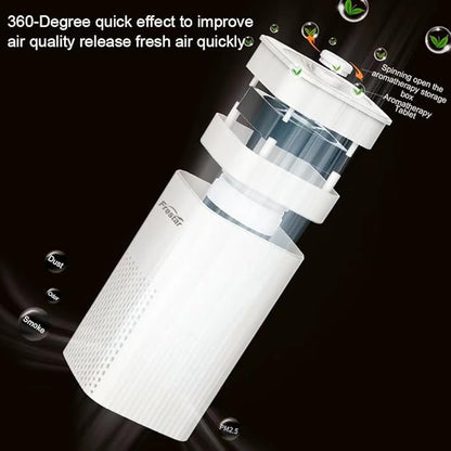 Small Air Purifier and Diffuser 2 in 1 for Office Bedroom Home, Desktop Air Purifier with HEPA Filter for Odor, Dust, Pets, Super Quiet Powered by USB No Adapter (2 in 1 White)