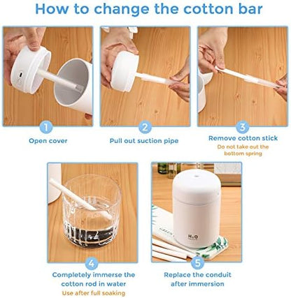 40 Pieces Humidifier Filter Cotton Refill Travel Mini Humidifier Filters Sticks Car Filters Replacement Parts for Portable Personal USB Powered Smart H20 in Office Bedroom(5.3 Inch)