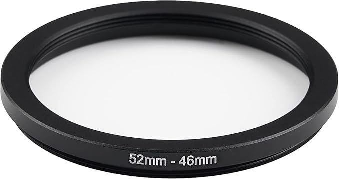 52mm Lens to 46mm Camera Lens Adapter 52mm to 46mm Step Down Ring Adapter Ring for All Brands of UV ND CPL, with Premium Lens Wiping Cloth 2 Pack (52mm-46mm)