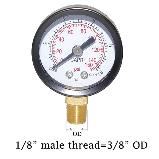 Joywayus Pressure Gauge 0 to 150 PSI Brass 1/8" Male NPT Thread Lower Mount, Multiple Function
