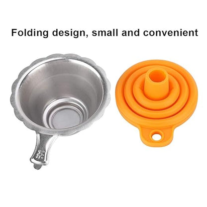 Jeanoko 3D Printer Silicone Funnel Metal Filter Mesh Light Curing Filter for Resin Bottle Cleaning Foldable for DIY Enthusiasts