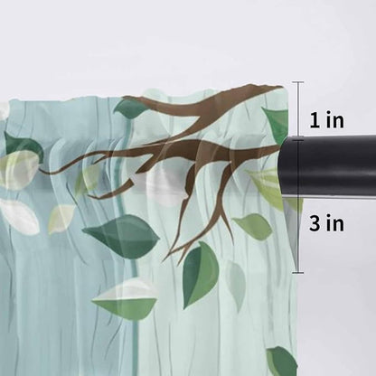 Easter Sheer Valances for Windows 60"x18", Light Filtering Kitchen Curtains Valance, Spring Watercolor Eggs Country Tulip Wooden Grain Rod Pocket Chiffon Curtains for Living Room Bedroom Cafe