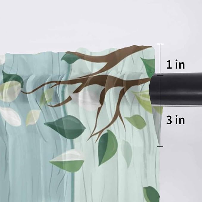 Easter Sheer Valances for Windows 54"x18", Light Filtering Kitchen Curtains Valance, Spring Watercolor Eggs Country Tulip Wooden Grain Rod Pocket Chiffon Curtains for Living Room Bedroom Cafe