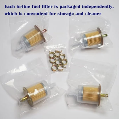 4PCS 5/16" Universal Fuel Filters with 8PCS 14mm Hose Clamps Gas Inline Fuel Filter Replacement for Motorcycles, Cars, Trucks HE007