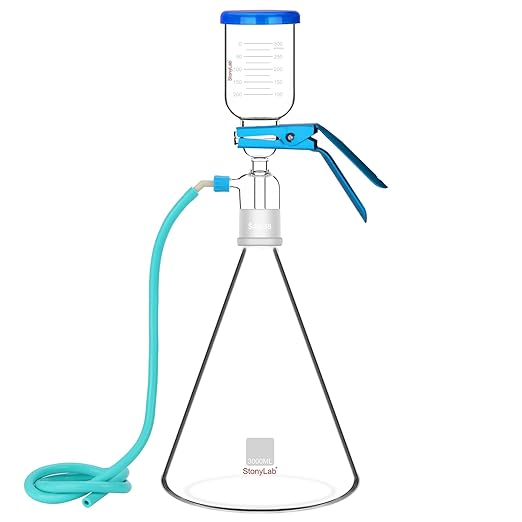 stonylab Glass Filtration Apparatus, Borosilicate Glass Vacuum Filtration Assembly Filter Kit with 3000 ml Filtering Flask and 500 ml Graduated Funnel