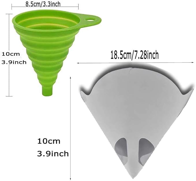 200PCS Paper Paint Strainers with 100 m Filter Tips and 1 PCS Stretch Silicone Funnel, Cone Shaped Nylon Mesh Funnel W/Hooks