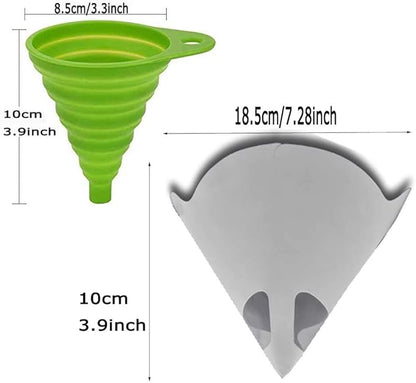 200PCS Paper Paint Strainers with 100 m Filter Tips and 1 PCS Stretch Silicone Funnel, Cone Shaped Nylon Mesh Funnel W/Hooks
