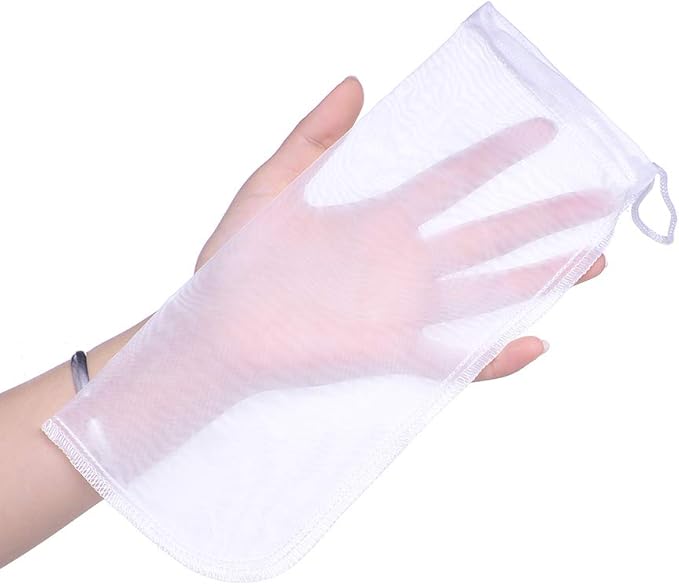 ALEGI Media Filter Bag Aquarium Extra Fine,Reusable 180 Micron Drawstring Mesh Filter Bags for Very Fine Resins Filter (10"*3.9" (6 Pack))
