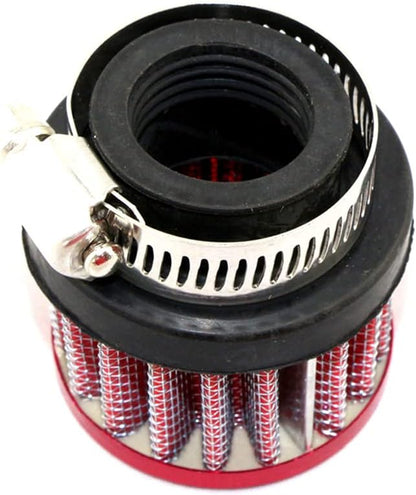 4 Pack ID I inch (25mm) Air Intake Filter with Clamp, Universal Car Air Intake Filter 1" Inlet, Red