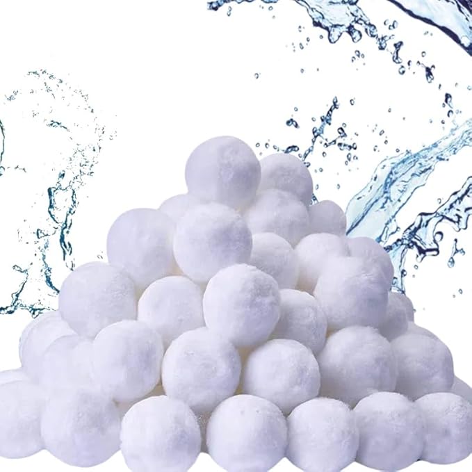 1.5 lbs Pool Filter Balls for Sand Filter, Reusable Pool Sand Filter Balls, Efficient Pool Fiber Filter Balls, Blue Filter Media Balls for Pool (Equals 55lbs Pool Filter Sand) (1, White)
