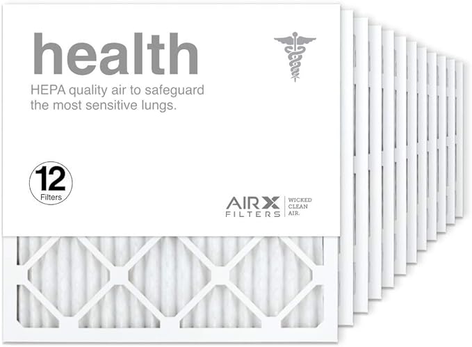AIRx Filters 20x20x1 Air Filter MERV 13 Pleated HVAC AC Furnace Air Filter, Health 12-Pack, Made in the USA