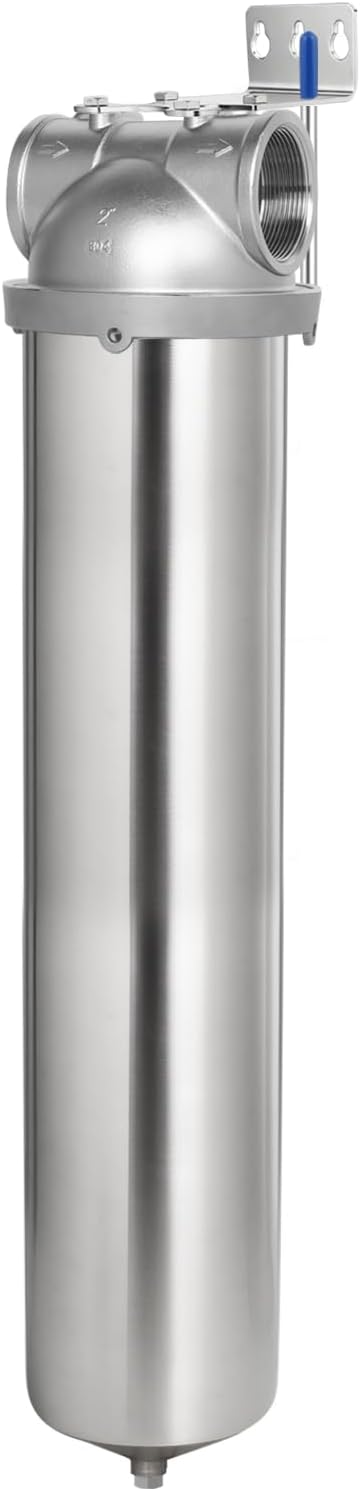 Amwater NSF/ANSI 42 Certification Big+ Stainless Steel Filter Housing for 20”Length,4.5"OD Filter Cartridge, Drain Valve Style C (Square Head)