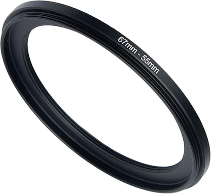 67mm to 55mm Step-up Adapter Rings Filter Adapter Black Metal Step Down Filter Ring Adapter Compatible with All Brand UV CPL ND Camera Lens Filter Stepping Rings (67mm-55mm)