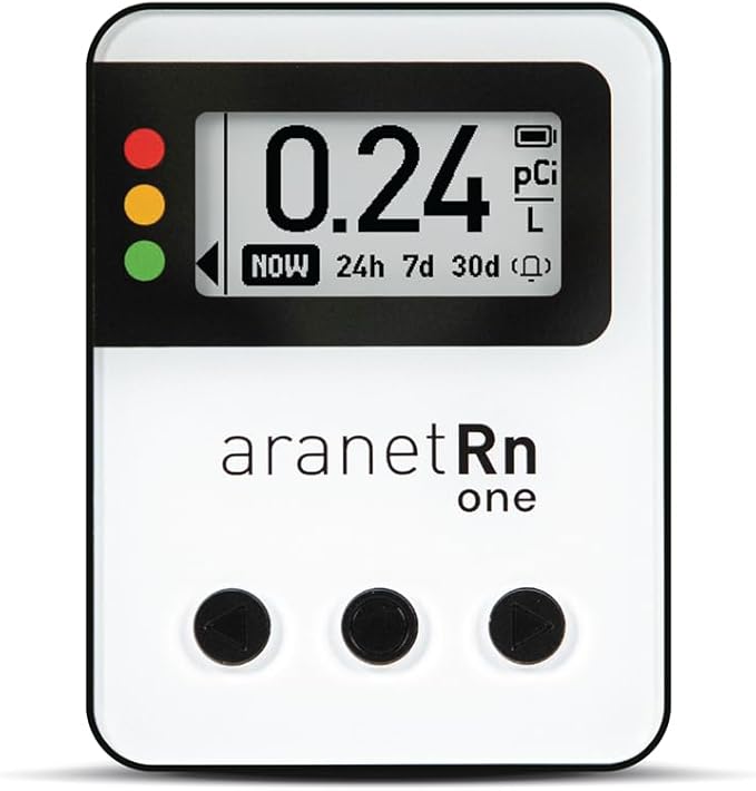 Radon One – Fast Home Radon Gas Detector with 10-Minute Response, E-Ink Display, Battery Powered, Portable Real-Time Radon Monitor for Basements & Indoor Air Monitoring (White)