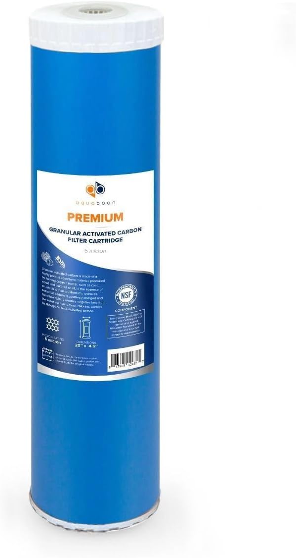 Aquaboon 5 Micron 20 x 4.5 Whole House Water Filter Replacement Cartridge Set: Sediment, GAC & Carbon Filters for 3-Stage Water Filtration System 1 Pack