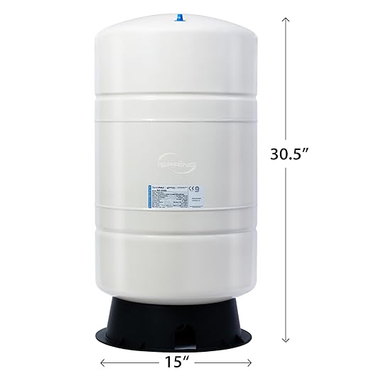 iSpring T20M 20 Gallon Pre-Pressurized Tank for Reverse Osmosis (RO) Systems with 14 gallons of Water Storage Capacity, White