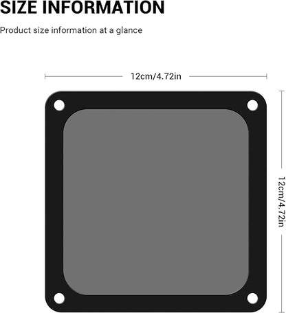 Dust Filter PC 120mm for Computer Cooler/PSU/Routers Nylon 80 Mesh, Magnetic Frame PC Fan Dust Mesh Cooler Filter Dustproof Computer Fan Grills (Nylon, 120 * 120mm, 2pcs, Black)
