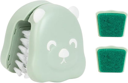 CQT BladeBrush Knife and Cutlery Cleaner Brush Bristle Scrub Kitchen Washing Non-Slip,B002-1 Changeable Scrub Head and Scouring Pad (Green)