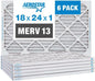 Aerostar 18x24x1 Air Filter MERV 13 (For Allergies, Dust, Lint, Mold, Pet Dander, Smoke, Smog & Bacteria) - Electrostatic MPR 1500-1900 & FPR 10 - Pleated HVAC AC Furnace Air Filters - Pack of 6