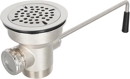 3-1/2 Inch Commercial Sink Drain with Lever Handle Kitchen Sink Opening Waste Drain Valve Stopper Prevents Sink Clogged Overflow for 1/2/3 Compartment Sink Style Drains