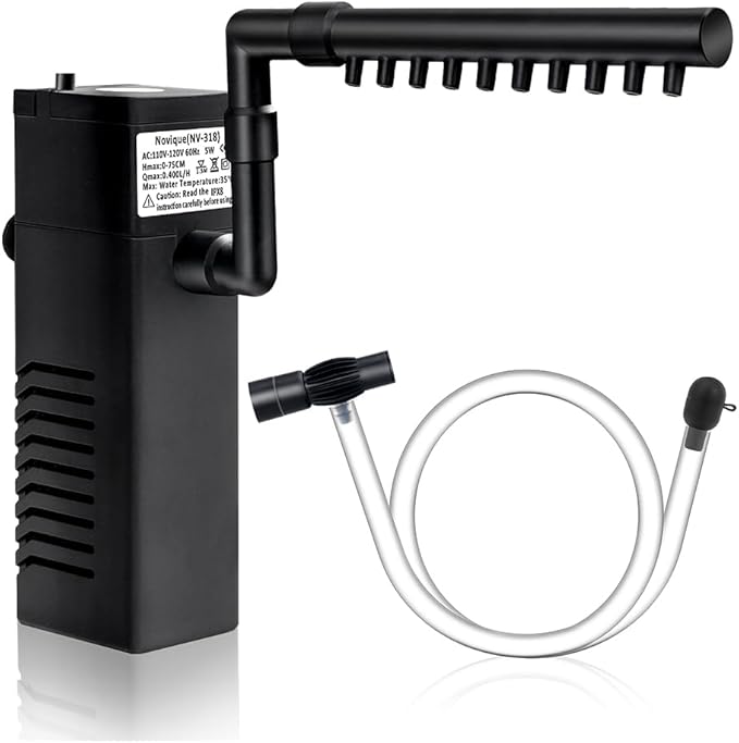 Submersible Internal Aquarium Filter Multiple Function Powerful Pump Fish Tank Filter for 10-20 Gallon Tanks 105 GPH 5W