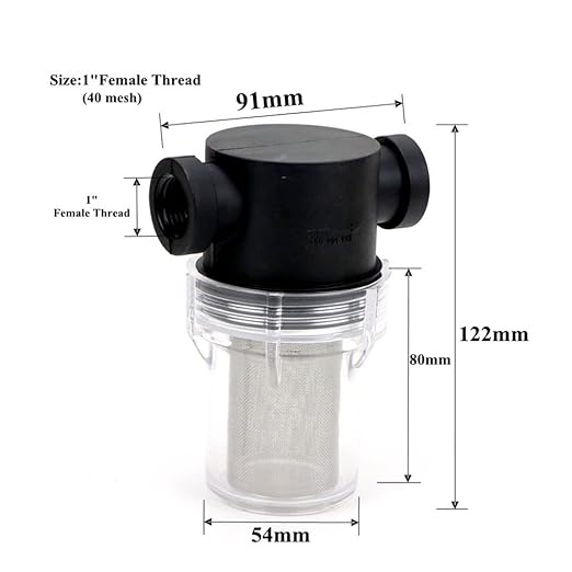Precision Inline Filter 40 Mesh - 1/2 3/4 1 Inch Stainless Screen for Water Treatment & Greenhouse Systems(1 inch)