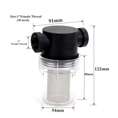 Precision Inline Filter 40 Mesh - 1/2 3/4 1 Inch Stainless Screen for Water Treatment & Greenhouse Systems(1 inch)
