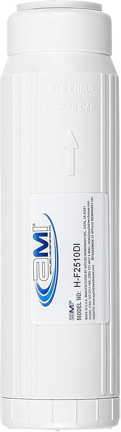 APPLIED MEMBRANES INC Deionization Water Filter Cartridge for Ultra Pure Water | 10 Inch Standard DI Filter | High Purity Semiconductor Grade Mixed Bed DI Resin | Great for Aquarium and Reef H-F2510DI