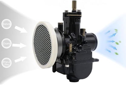 Carburetor Velocity Stack Air Filter Cleaner 55mm Modified Alloy with Sponge Filter Steel Mesh for PWK32-34mm Shortest Fast Intake Suggest Small Displacement (Titan New,55mm)