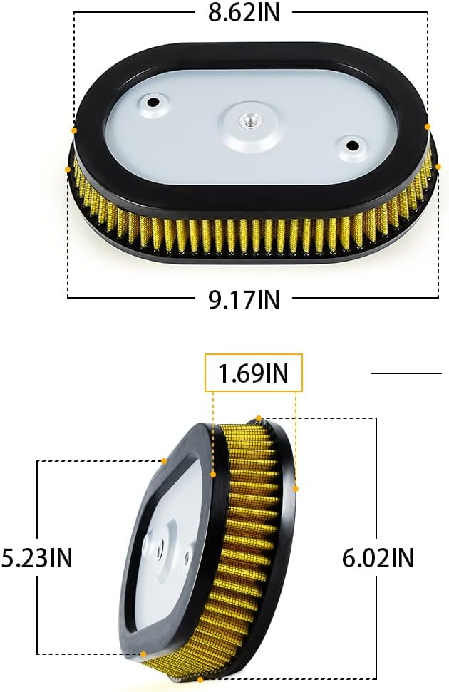 High-Flo Replacement Air Filter Element For Ventilator - Milwaukee-Eight Engine '18-later Softail and '17-later Touring and Trike Models Equipped with 114 Air Cleaner (Yellow 114 Air Cleaner)