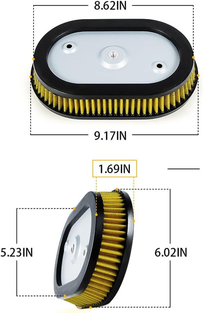 High-Flo Replacement Air Filter Element For Ventilator - Milwaukee-Eight Engine '18-later Softail and '17-later Touring and Trike Models Equipped with 114 Air Cleaner (Yellow 114 Air Cleaner)