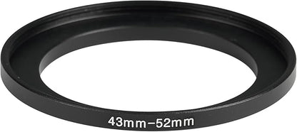 43-52mm Metal Step-Up Ring Adapter Compatible with Mirrorless Cameras DSLR Lens, UV CPL ND Filter Thread Converter, Black