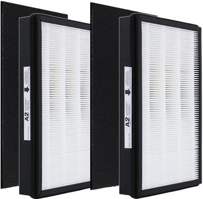 A2 True HEPA Replacement Filter, Compatible with Filtrete FAP-C02-A2, FAP-C03-A2, FAP-T03-A2 Air Purifier, Part # 1150101, 2 HEPA + 2 Carbon pre-filters