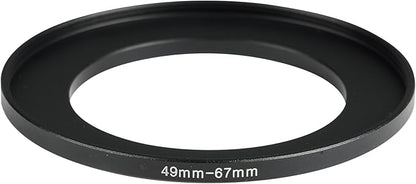 49-67mm Metal Step-Up Ring Adapter Compatible with Mirrorless Cameras DSLR Lens, UV CPL ND Filter Thread Converter, Black